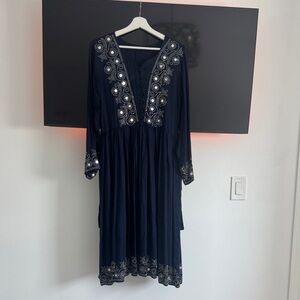 Elegant AFGHAN Navy Embroidered Dress